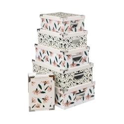 FIVE Lot de 6 Boîtes de rangement avec poignées et coins en métal déco Le collectionneur - blanc 3560232668104_0