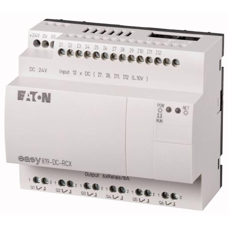 Module logique easy819-dc-rcx - 24V DC, 12 entrées TOR, 4 entrées analogiques, 6 sorties TOR à relais, horloge, extensible, easyNet_0