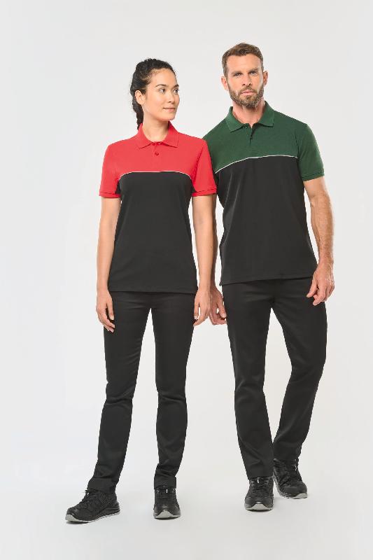 Polo bicolore écoresponsable manches courtes unisexe - Réf: WK210 - 60% coton peigné / 40% polyester recyclé - Lavable à 60°C_0