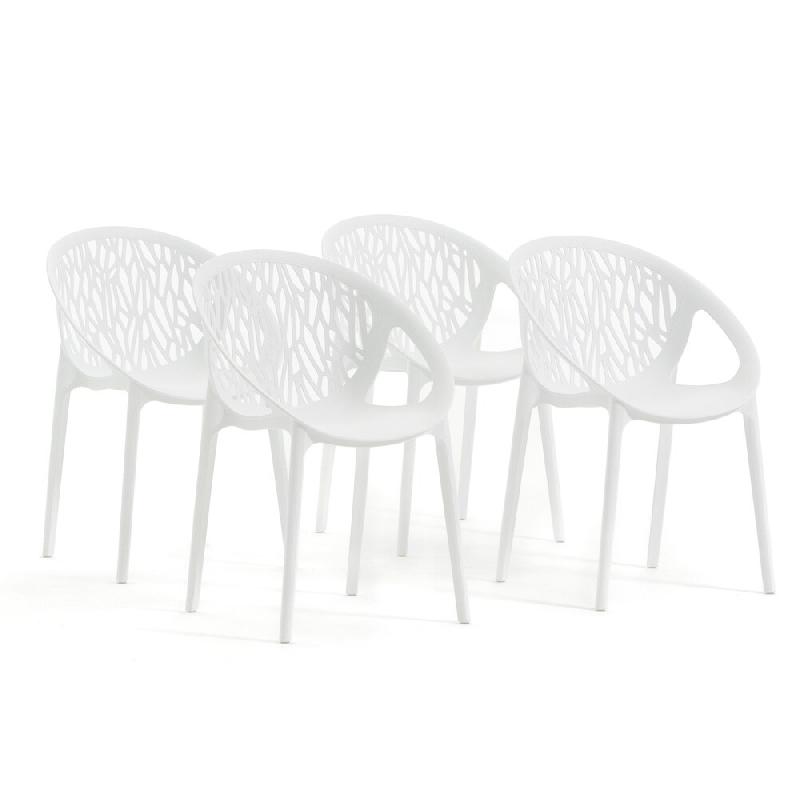 RATTATAN Set de 4 chaises en polypropylène avec fibre de verre empilables pour extérieur et jardin, bar, restaurant ou cuisine, design moderne - Lar_0