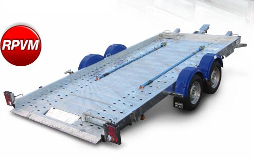 Remorque porte voiture RPVM - robuste, polyvalente, double essieu, plancher métallique perforé_0