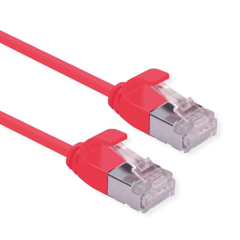 ROLINE Cordon DataCenter U/FTP Cat.6A (Classe EA), LSOH, slim, rouge, 5 m_0