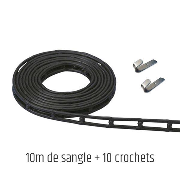 Sangle élastique 10 mètres - 70mm d'épaisseur - 10 crochets inclus - Élongation 190%_0