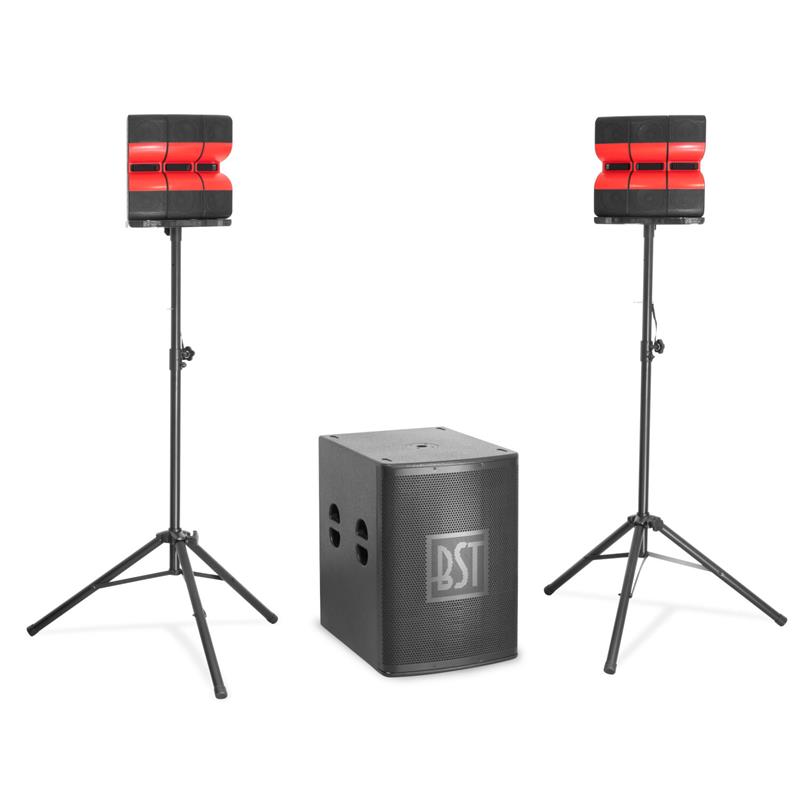 Système 2.1 actif de sonorisation 1200W RMS - Subwoofer 18'' avec 2 enceintes satellites sur pieds - BST55-2.1_0