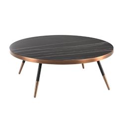 AC ANGEL CERDA Angel Cerdá Table basse ronde en marbre de porcelaine et acier noir 2068C Ø90 x 30 - noir céramique 8435631010258_0