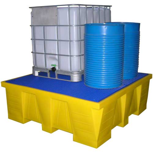 Bac de rétention 1 cuve en polyéthylène - Réf. BAC641818PE/BAC641818MT - 1500L - Caillebotis plastique ou métal_0