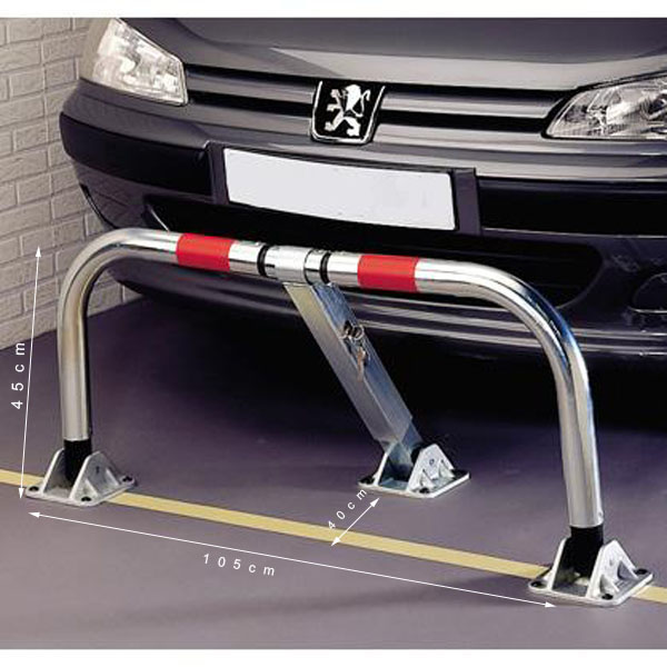 Barrière de parking rabattable indéformable Mottez - acier zingué antirouille avec verrouillage automatique_0