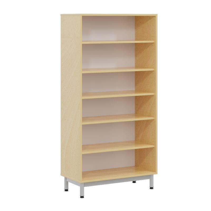 Bibliothèque scolaire - Meuble de rangement en mélaminé, 1 étagère fixe et 4 réglables - Fabriqué en France_0