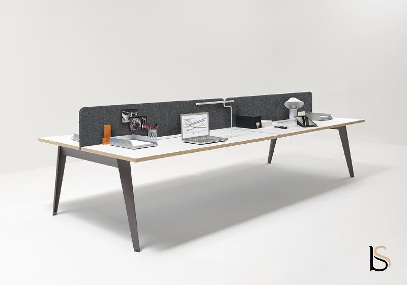 Bureau bench 4 personnes Pigreco - Martex. - Blanc, 280, Titane_1