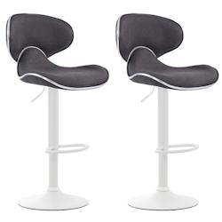 CLP Lot de 2 tabourets de bar Las Vegas V2 en tissu Gris foncé/Blanc - gris textile 316058_0