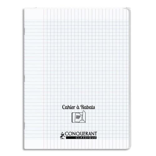 CONQUERANT Lot de 10 Cahier à Rabats PP piqué 24x32, 96p./48 feuilles 90g/m², Séyès, incolore - 3020120124216_0