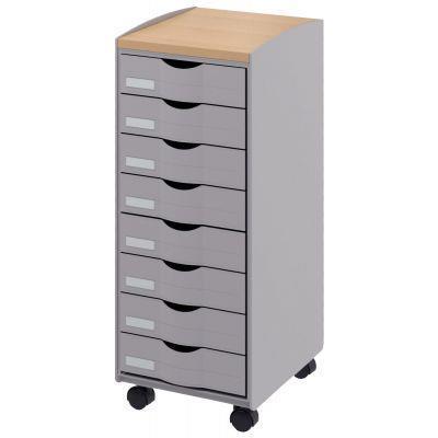 Desserte mobile 8 tiroirs gris - Structure polystyrène - Charge jusqu'à 60kg - Fabricant PAPERFLOW DT082N.02.23_0