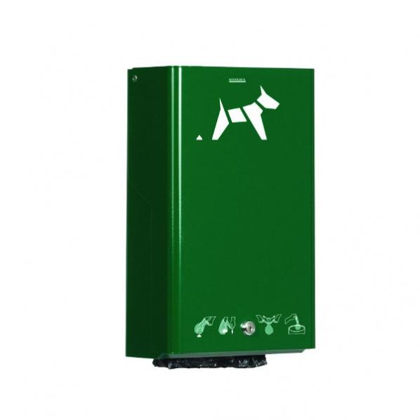 Distributeur hygiène canine - sacs liasses - Vert mousse - réserve 200 sachets - Rolléco_0
