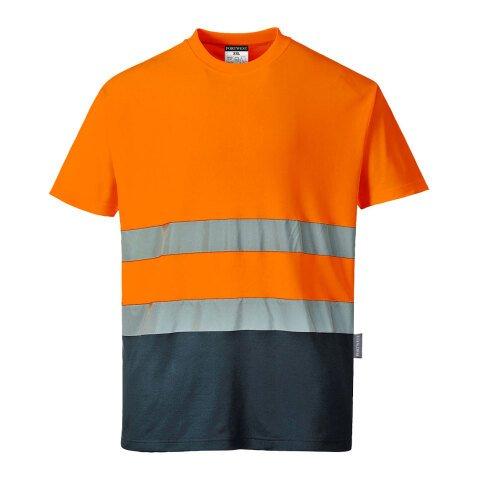 LOT DE 2 - PORTWEST S173 T-SHIRT COTON BICOLORE ORANGE/MARINE - TAILLE L