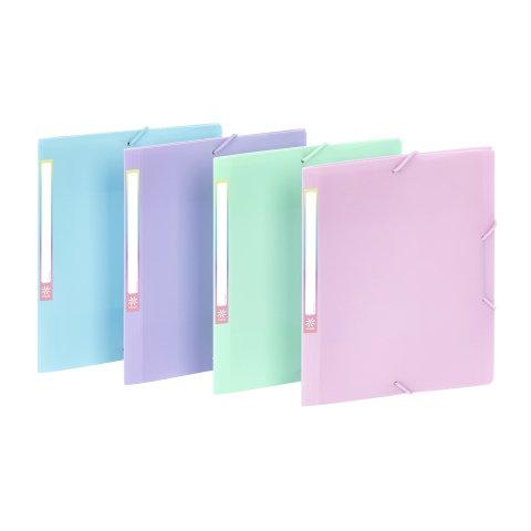 LOT DE 25 - CHEMISE À ÉLASTIQUES 3 RABATS - 17 X 22 CM - RAINBOW PASTEL VIQUEL - COLORIS ASSORTIS