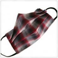 Masque lavable 3 plis - carreau gris et rouge - tissu 100% coton - VDM - barrette nasale_0