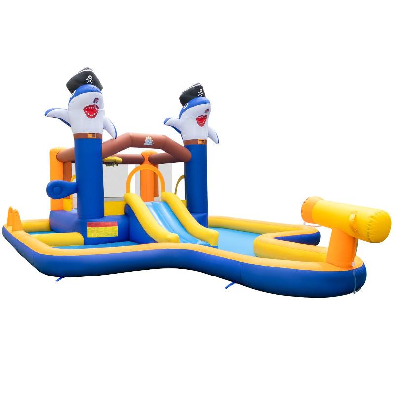 PARC TOBOGGAN AQUATIQUE 7 EN 1 POUR ENFANTS CHÂTEAU GONFLABLE AVEC PISCINE ET CANON À EAU JEU DE BOXE POUR LES 3 À 10 ANS (SANS SOUFFLEUR) MULTICOLORE 20_0007291_0