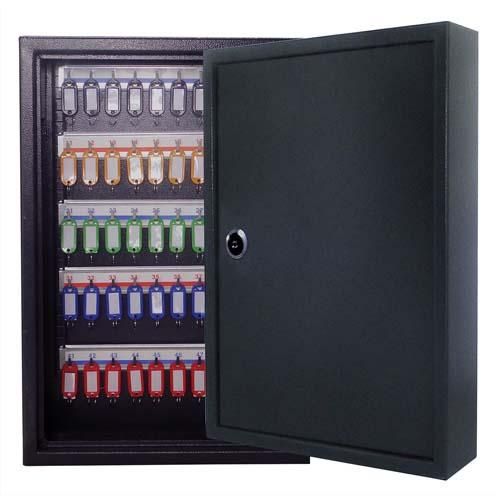 Pavo armoire à clés 80 clés, serrure à clés 2 fournies - dim : l45 x h38 x p8 cm coloris gris foncé_0