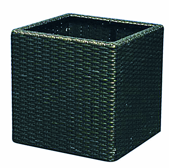 Pot de fleur en polyrotin carré noir - set de 3 pièces - diamètres 32, 42 et 52 cm_0