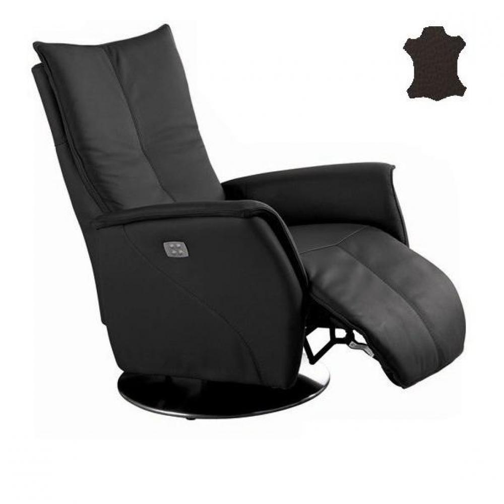 PREMIUM FAUTEUIL RELAX ÉLECTRIQUE (BI-MOTEUR) CUIR VACHETTE NOIR