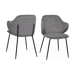 SalesFever Fauteuil | Ensemble de 2 | Tissu texturé | L 54 x P 55 x H 83 cm | Gris - gris multi-matériau 395851_0