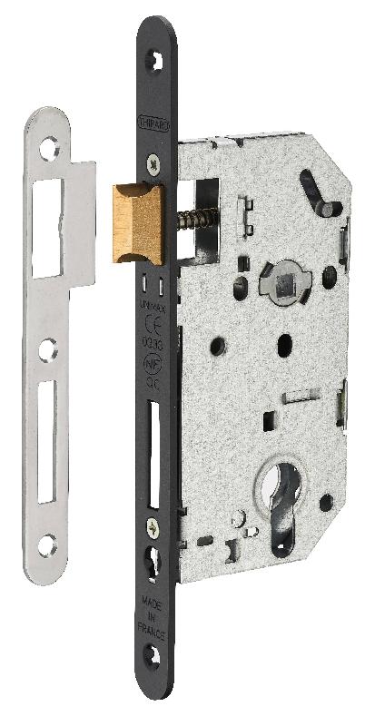 Serrure encastrable pour porte d'entrée - Unimax CE NF QC V/BR - Coffre galvanisé et mécanisme à 2 tours_0