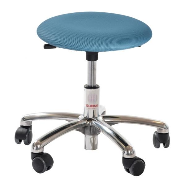 Tabouret ergonomique petite enfance base alu Assise simili cuir Bleu foncé_0