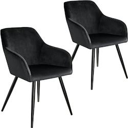 Tectake 2 Chaises MARILYN Design en Velours Style Scandinave - noir -404050 - noir plastique 404050_0