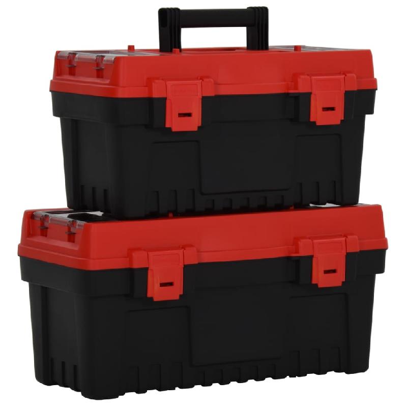 Vidaxl ensemble de boîte à outils 2 pcs noir et rouge polypropylène 152103_0