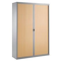 Armoire haute à rideaux démontables décor bois Largeurs spécifiques 200 x 140 cm aluminium-hêtre_0