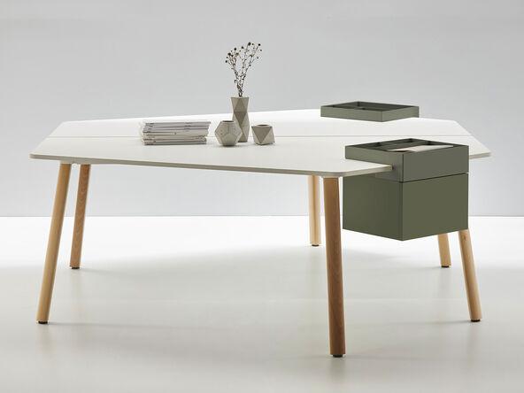Bureau bench 2 personnes Tknika hexagonal symétrique_0