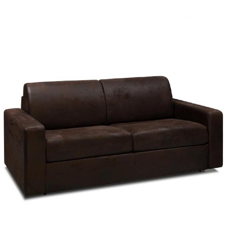 Canapé convertible express style industriel Madagascar - Matelas 16 cm - Microfibre club vintage - Couchage 140 cm_0