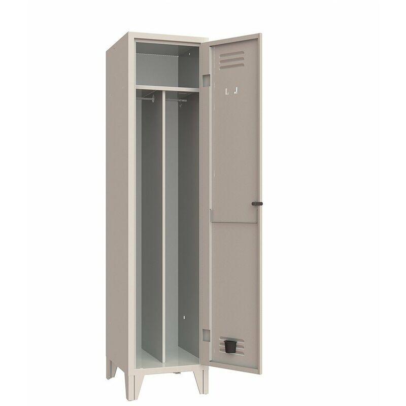Armoire Métallique 2 Places PRATIKO – 50x50x175 Cm – Gris – Avec Serrure – Neuf