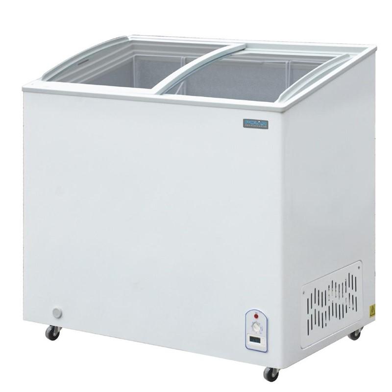 Congélateur coffre vitré blanc 200 litres avec portes coulissantes - 953x553x920mm - GM498_0