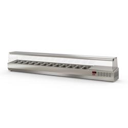 CORECO Vitrinette D'Exposition - Presentoir A Ingredients Avec Vitre Pare Haleine - +2/+80 - 2545X336X436 - Inox  - Capacite 12 Bacs Gn1/4 EI250-1/4 -_0