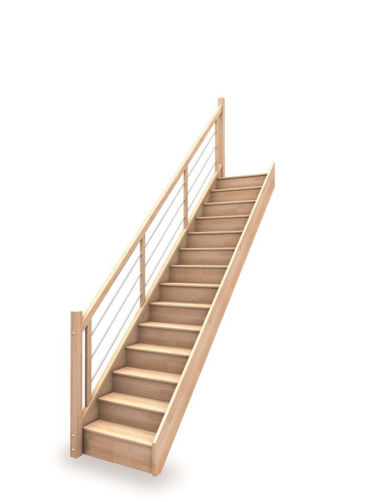 Escalier droit prédéfini - 12 modèles - 6 hauteurs disponibles - bois exotique ou hêtre_0