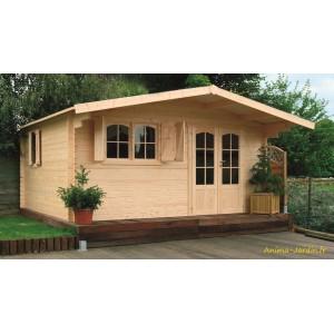 Grand abri de jardin en bois 40mm - s8981 - sans plancher, avec toiture 2 pentes et double porte vitrée_0