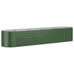 Helloshop26 - Jardinière bac lit surélevé plantes fleurs terrasse jardin de jardin acier enduit de poudre 368 x 80 x 68 cm vert 02_0039645 - 300021_0