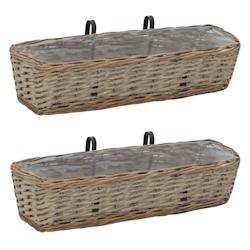 Helloshop26 - Lot de 2 jardinière de balcon osier avec doublure en PE jardin plantes fleurs 60 cm 02_0000822 - 3000071551538_0