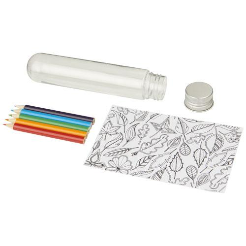 Mini set de griffonnage dans un tube - 5 crayons de couleur et 2 feuilles de coloriage - Cami 10710600_0