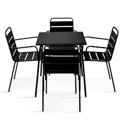 Oviala Business Ensemble table de jardin carrée et 4 fauteuils acier Noir - noir acier 114653_0