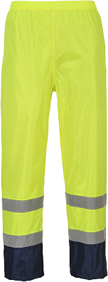 Pantalon de pluie hi-vis bicolore jaune marine H444 - XL - Certifié CE, bandes réfléchissantes, coutures thermosoudées_0
