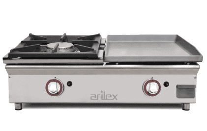 Plancha gaz 40cm - acier laminé 6mm + poêle 6KW - ARILEX 80PGLFN - Fabrication espagnole et haute qualité_0