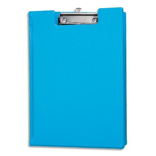 PORTE-BLOC A RABAT  MAUL A4 EN PVC AVEC PINCE METAL- POCHETTE INTERIEURE/PORTE-STYLO - COLORIS BLEU