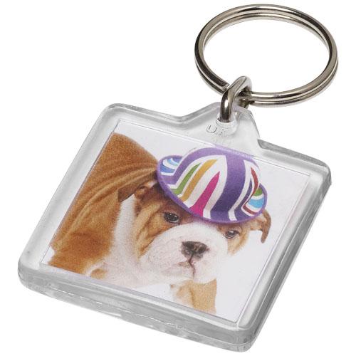 Porte-clés carré U1 Vial 21055900 - transparent avec anneau fendu en métal_0