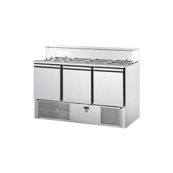 Saladette réfrigérée 3 portes - vitre bombée - 1380 x 700 x 1150 mm - Synergies_0