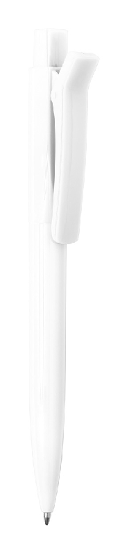 Stylo à bille en plastique ABS - Clip spécial - Encre bleue - Couleur blanche - 13g_0