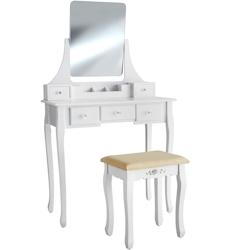 Tectake Coiffeuse CLAIRE avec miroir 5 tiroirs  blanc - 403636 - blanc Bois manufacturé 403636_0