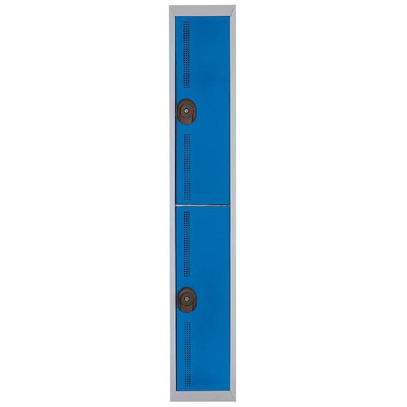 VESTIAIRE TEAM COLOR - 2 CASIERS - 1 COLONNE - CORPS GRIS - PORTES BLEU