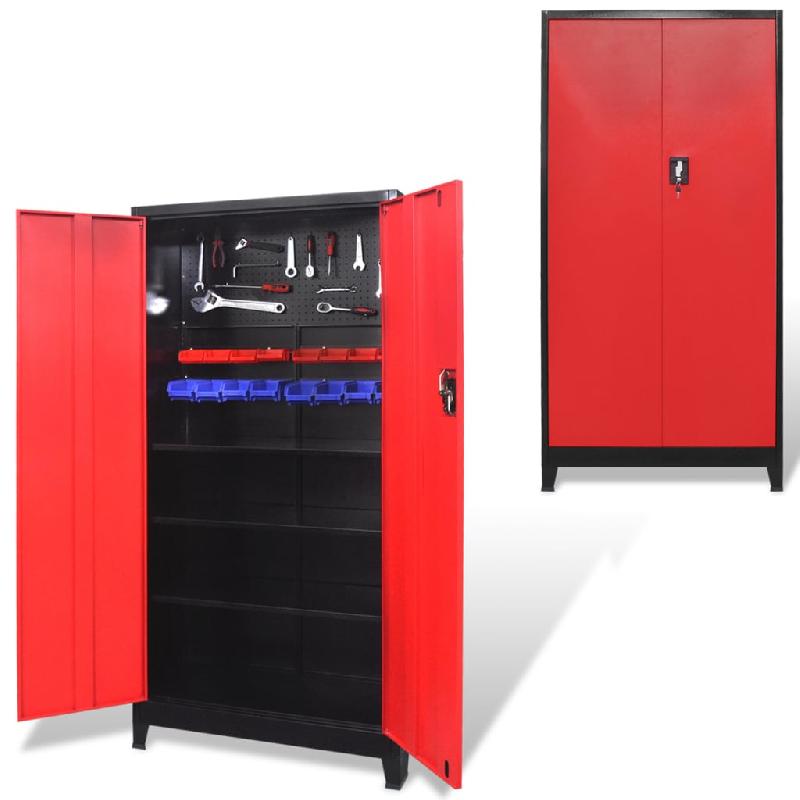 Vidaxl armoire à outils avec 2 portes acier 90x40x180 cm noir et rouge 20158_0